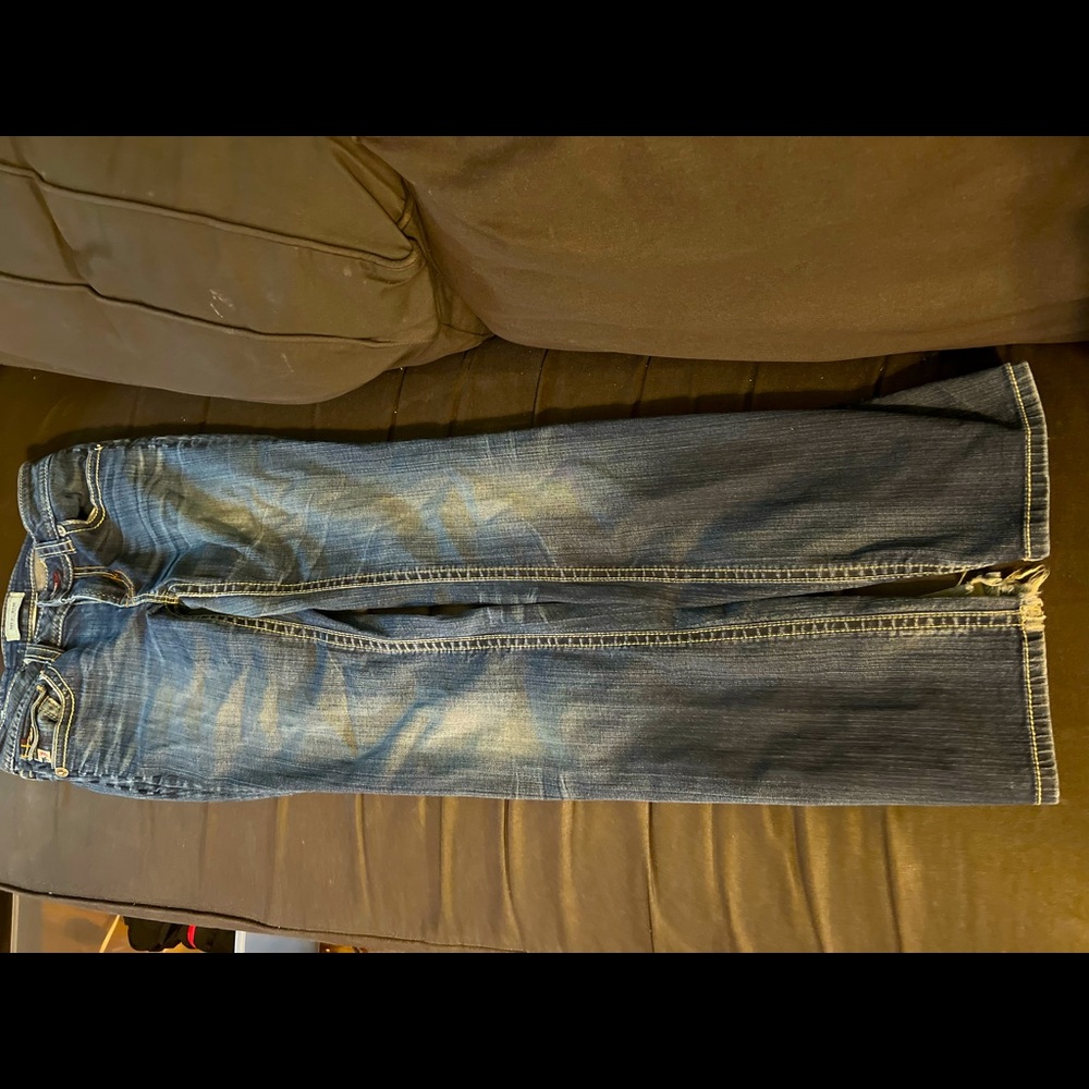 Faded blue jeans